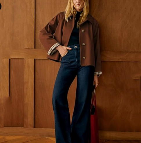 New Spring Button-Down Short Trench Coat with Lapel - Simple, Casual, and Stylish