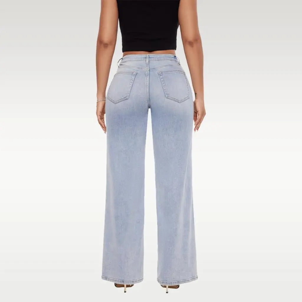 Mid-to-low rise stretch wide-leg jeans