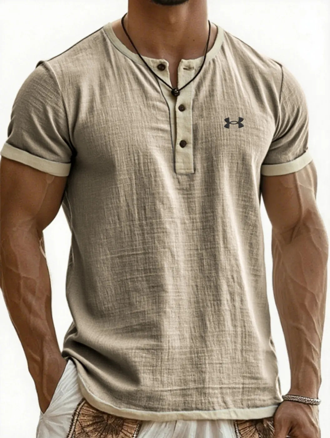 Breathable Color-Block Casual Cotton-Linen T-Shirt