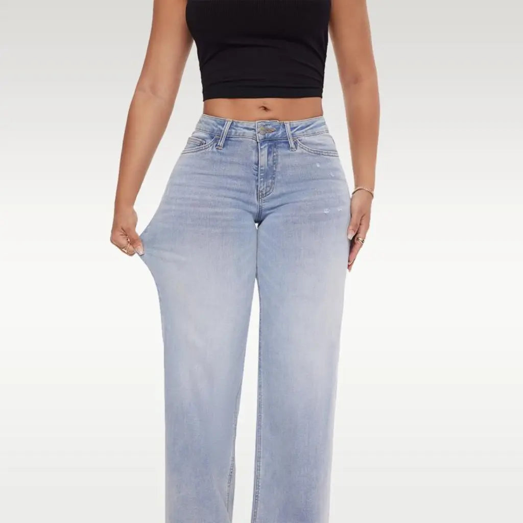 Mid-to-low rise stretch wide-leg jeans