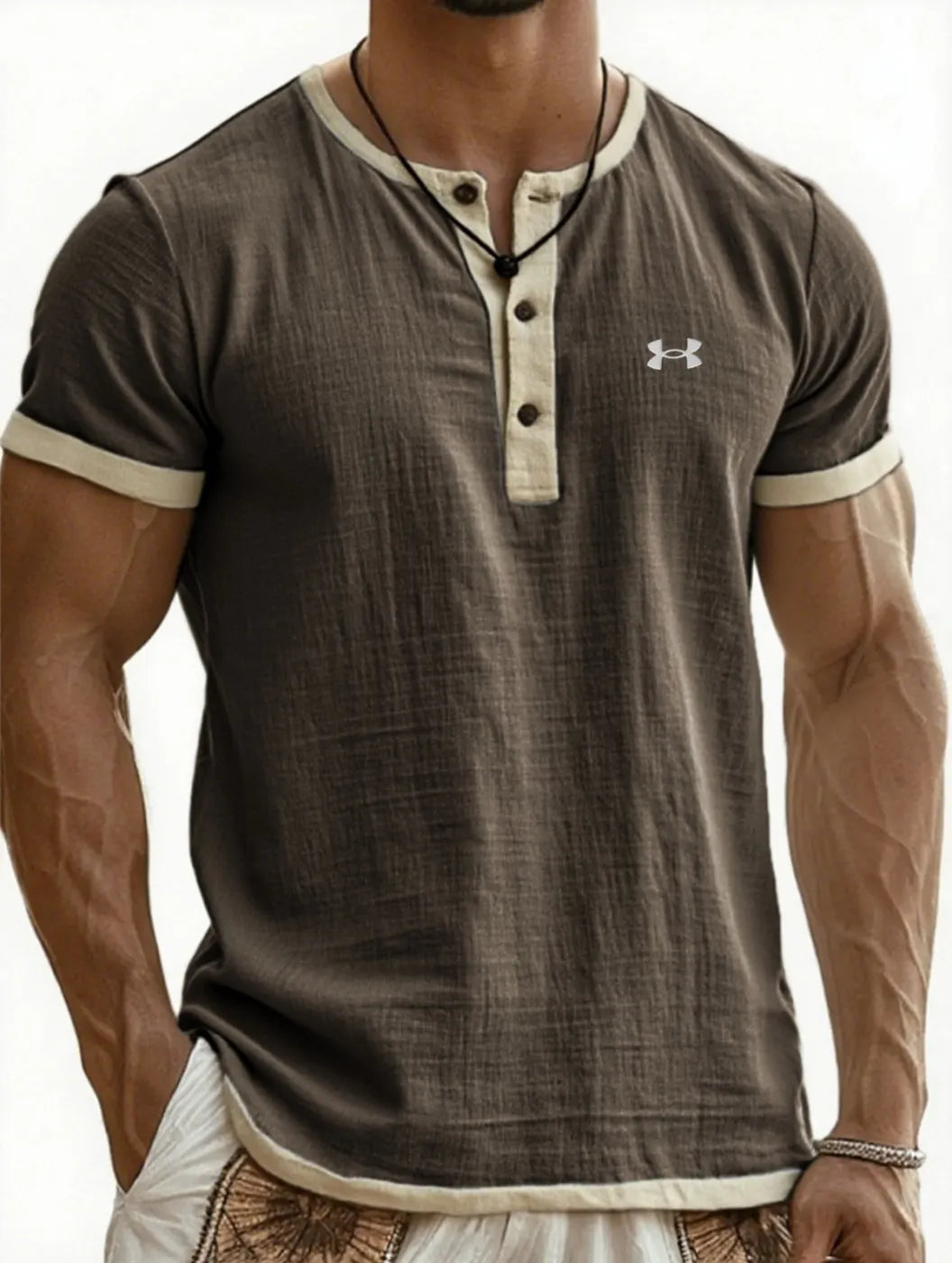 Breathable Color-Block Casual Cotton-Linen T-Shirt
