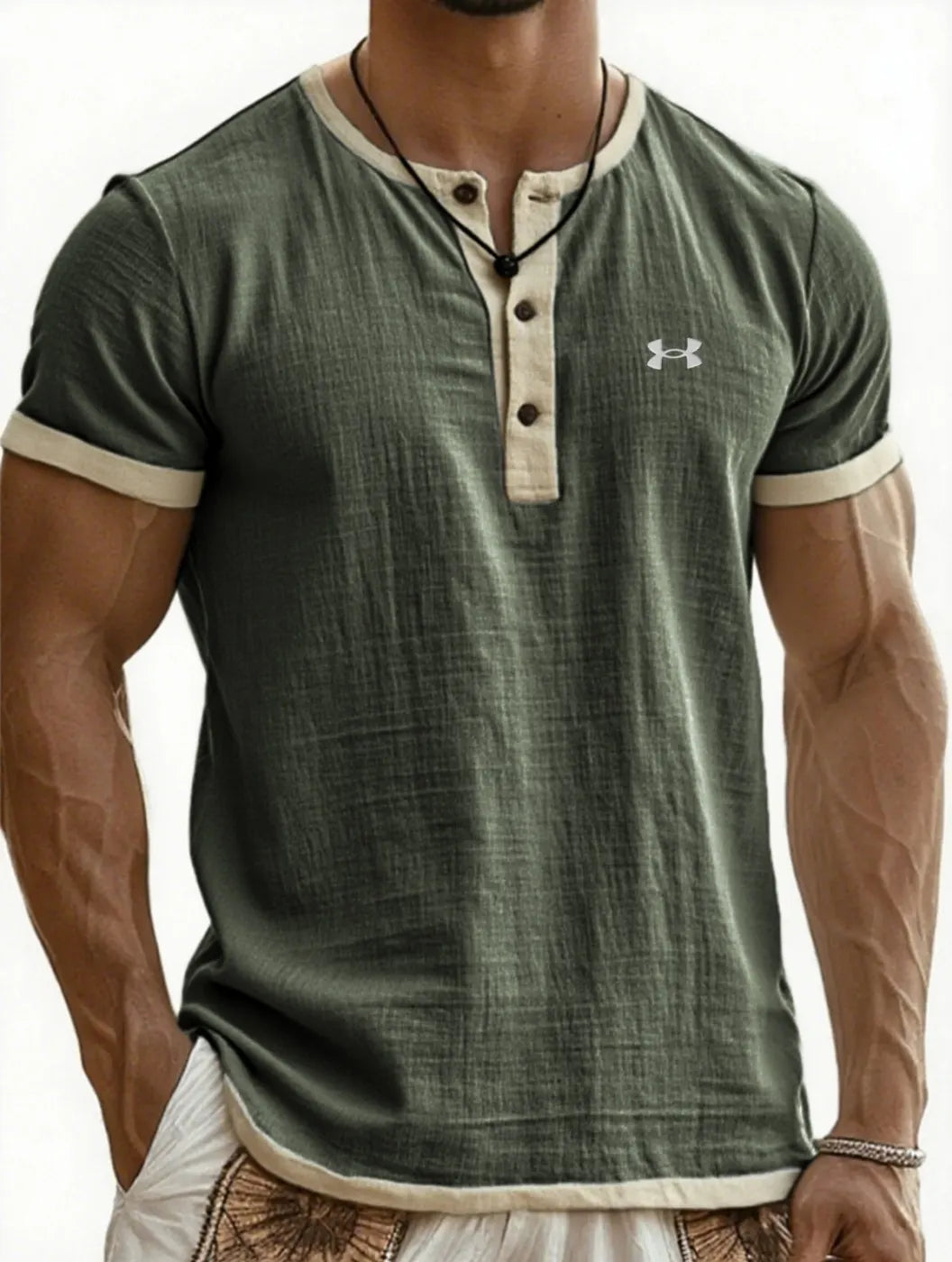 Breathable Color-Block Casual Cotton-Linen T-Shirt
