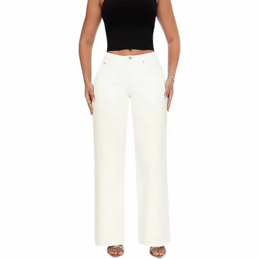 Mid-to-low rise stretch wide-leg jeans