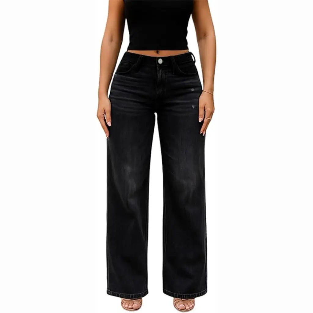 Mid-to-low rise stretch wide-leg jeans