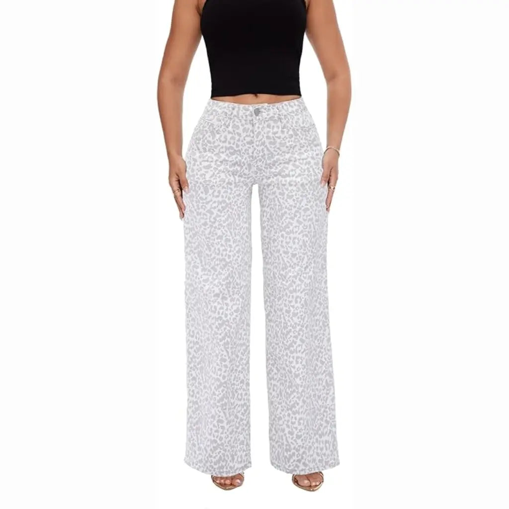 Mid-to-low rise stretch wide-leg jeans