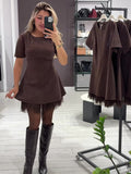 Elegant round neck sparkling rhinestone dress