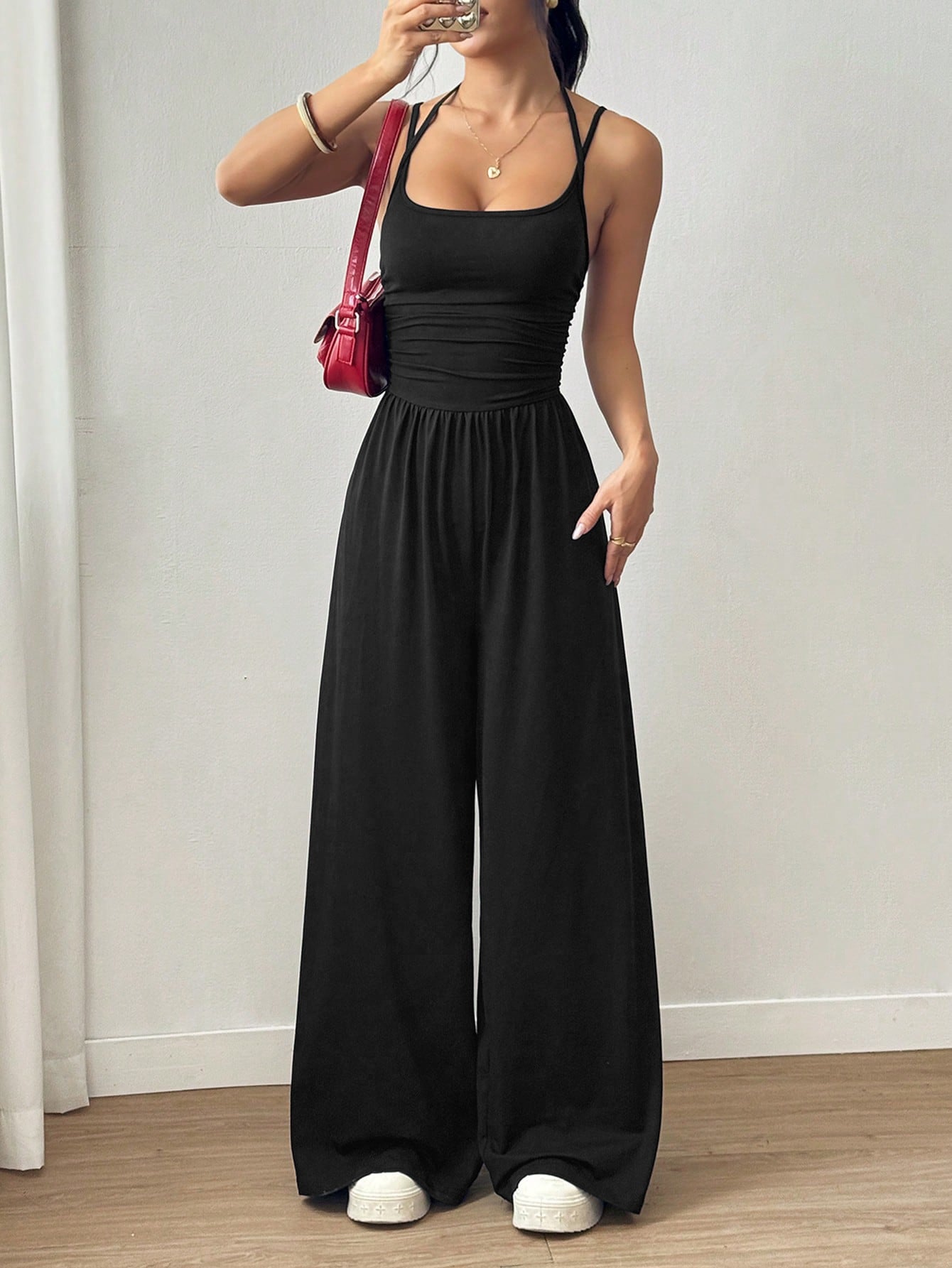 Popular Women's Strapless Casual Bodysuit, Wide Leg, Loose Fit, Summer Style