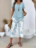 Limited-time 50% off! 🍃 Casual two-piece set—belted top and printed trousers 🌸