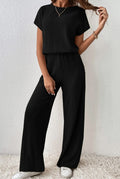 Fashionable raglan short-sleeved knit set