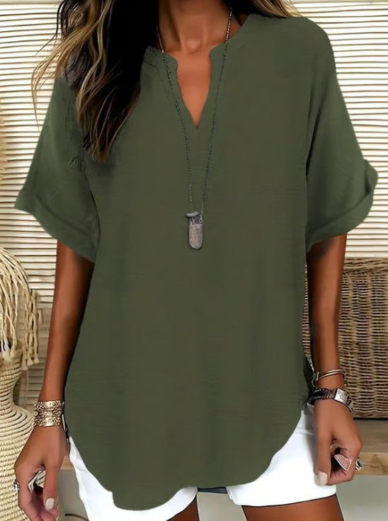 Women's Casual Summer V-Neck Shirt
