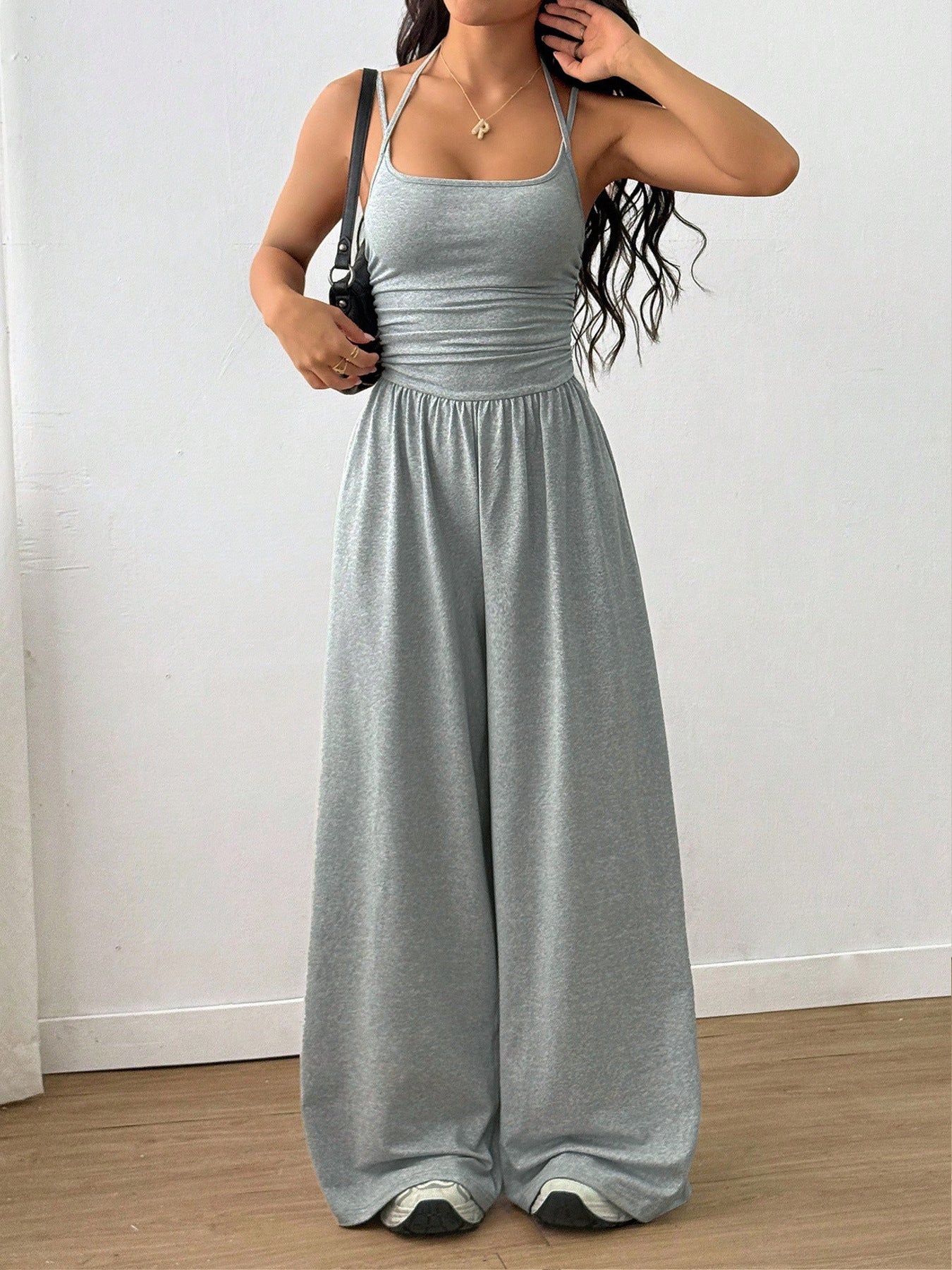 Popular Women's Strapless Casual Bodysuit, Wide Leg, Loose Fit, Summer Style