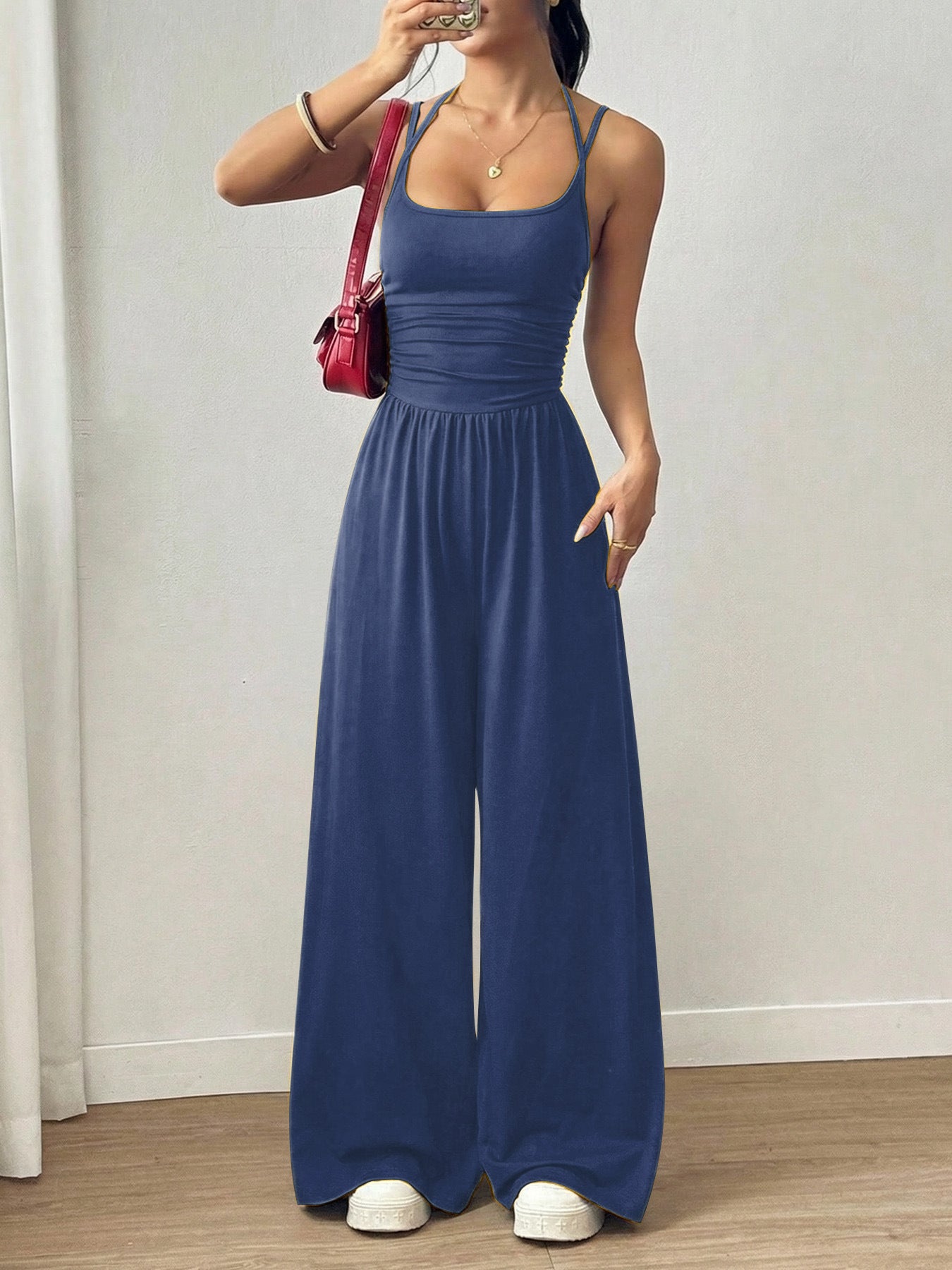 Popular Women's Strapless Casual Bodysuit, Wide Leg, Loose Fit, Summer Style