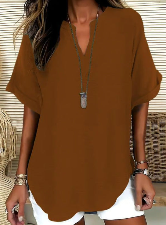 Women's Casual Summer V-Neck Shirt