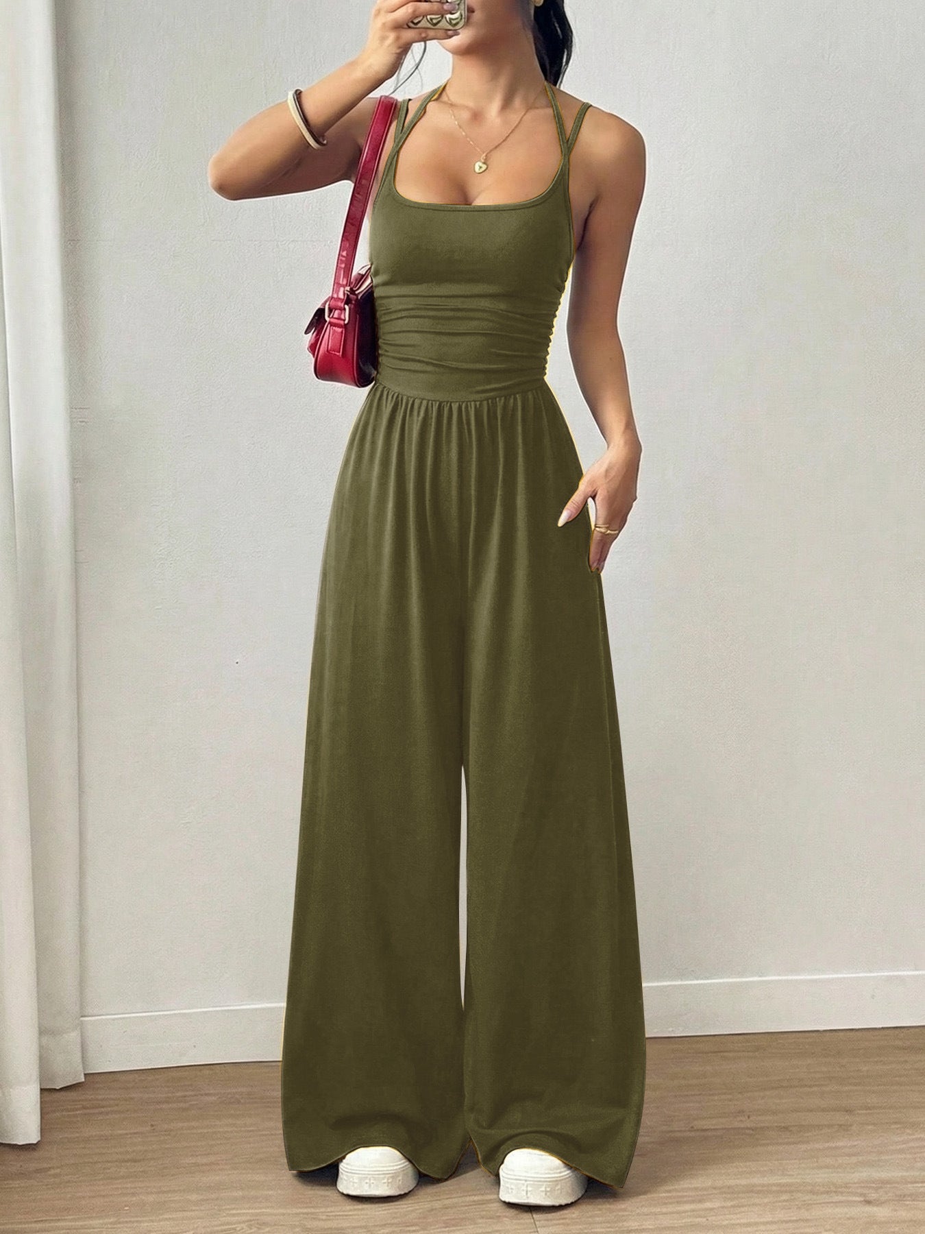 Popular Women's Strapless Casual Bodysuit, Wide Leg, Loose Fit, Summer Style