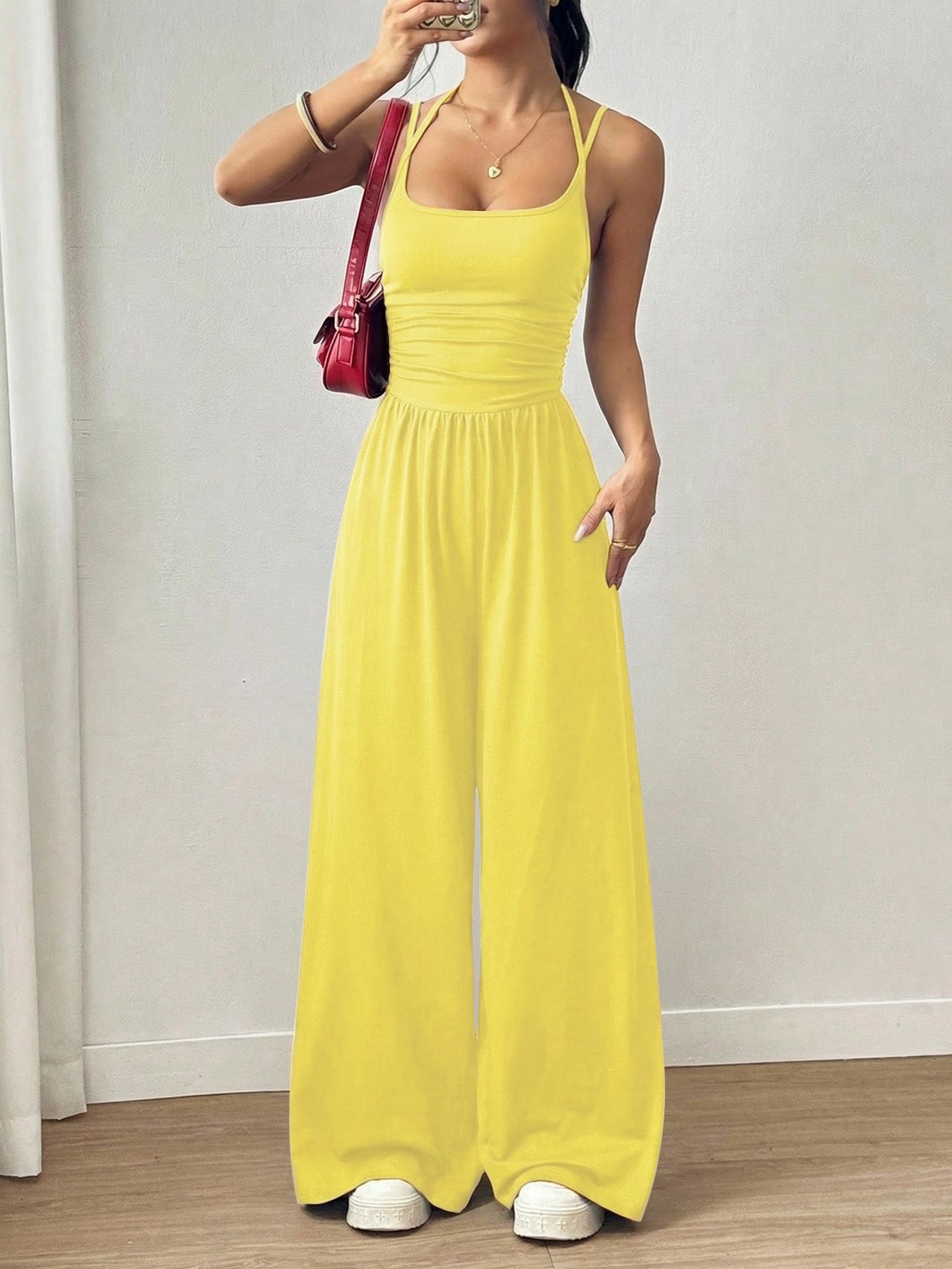 Popular Women's Strapless Casual Bodysuit, Wide Leg, Loose Fit, Summer Style