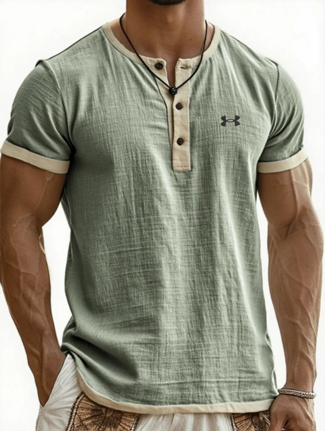 Breathable Color-Block Casual Cotton-Linen T-Shirt