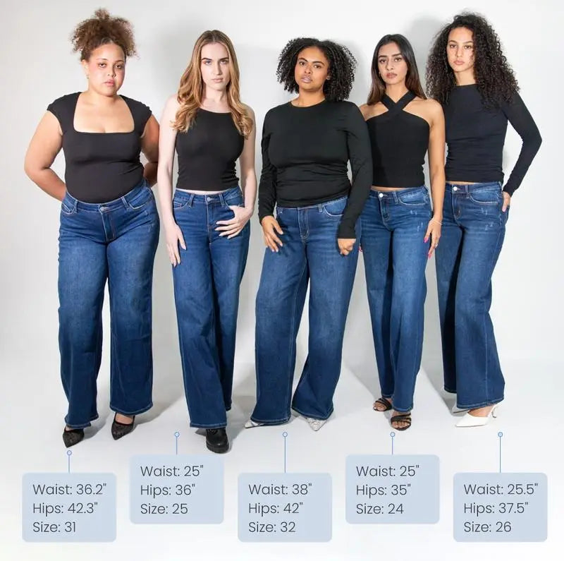 Mid-to-low rise stretch wide-leg jeans