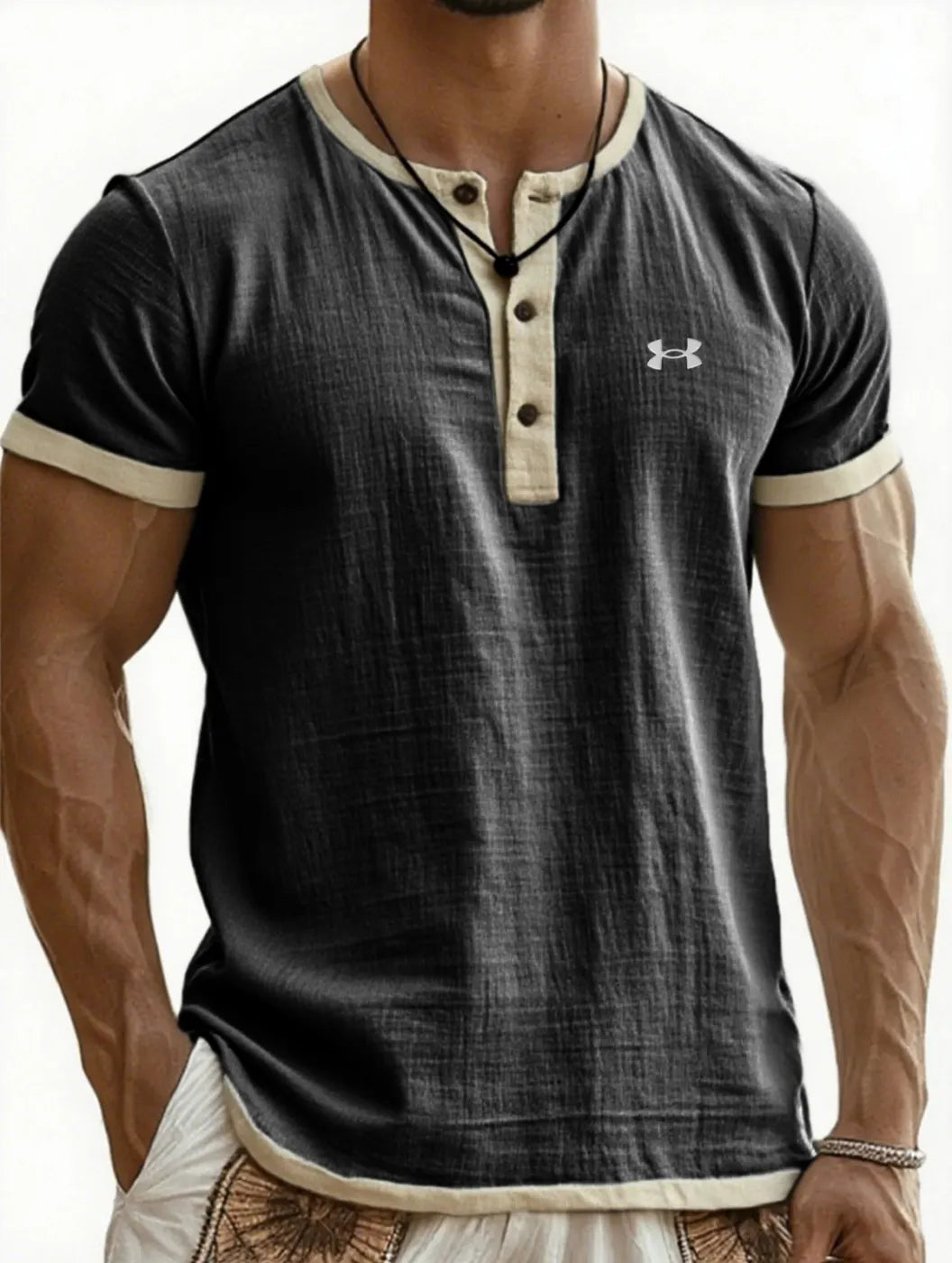 Breathable Color-Block Casual Cotton-Linen T-Shirt