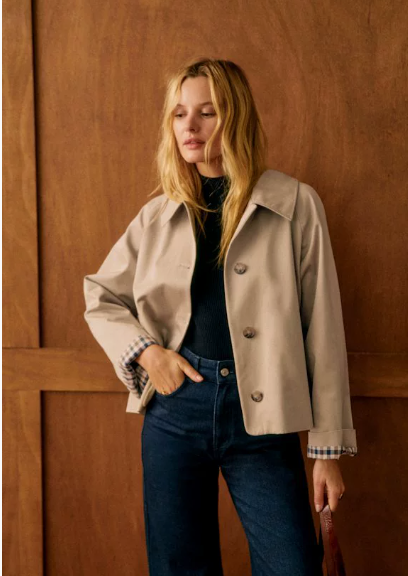 New Spring Button-Down Short Trench Coat with Lapel - Simple, Casual, and Stylish